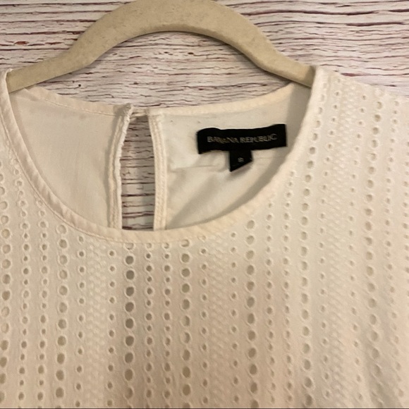 Banana Republic Cream Eyelet Dress Size 8 - Picture 3 of 3